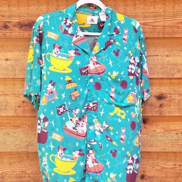 Disney Other - Disney Teal Mickey Mouse Casual Button Down Shirt